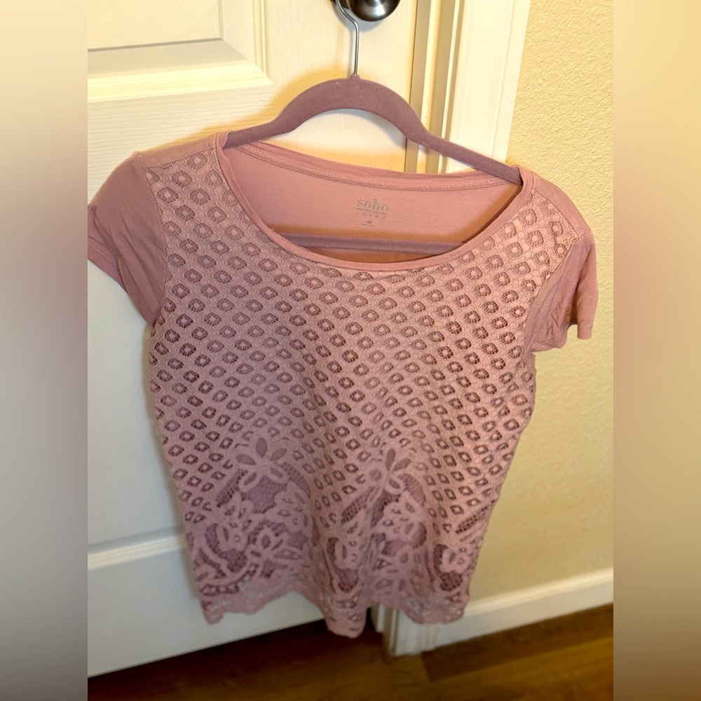 Pink Top with lace front